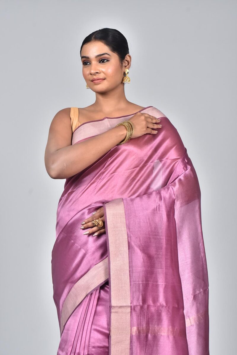 Silk Tensel Woven Saree (Violet)