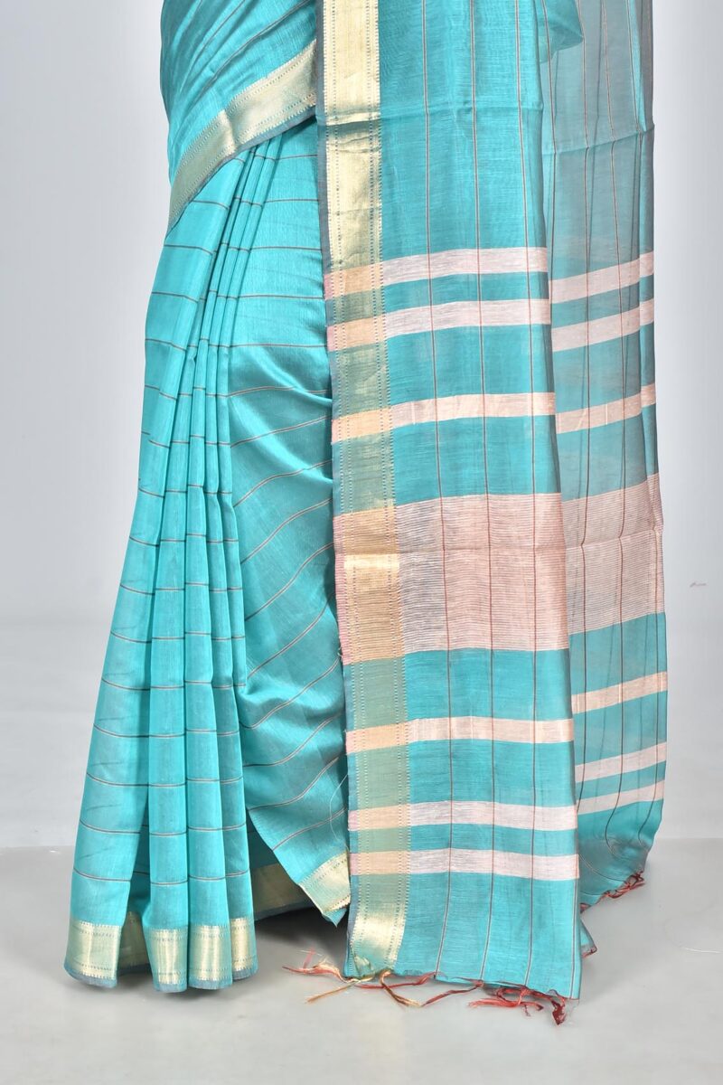 Silk Modal Yard Dyed Woven Saree (Green)