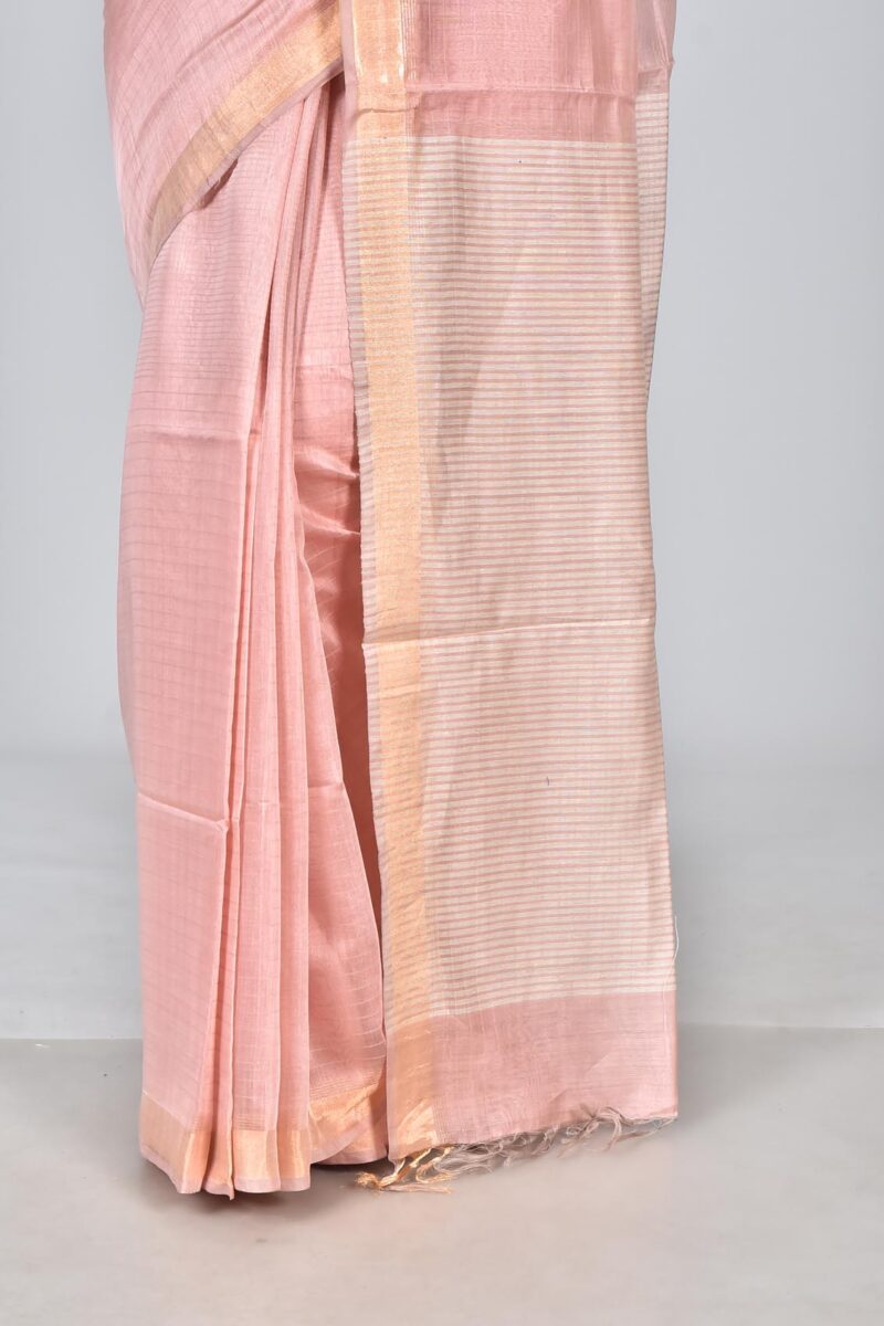 Silk Modal Yard Dyed Woven Saree (Peach)