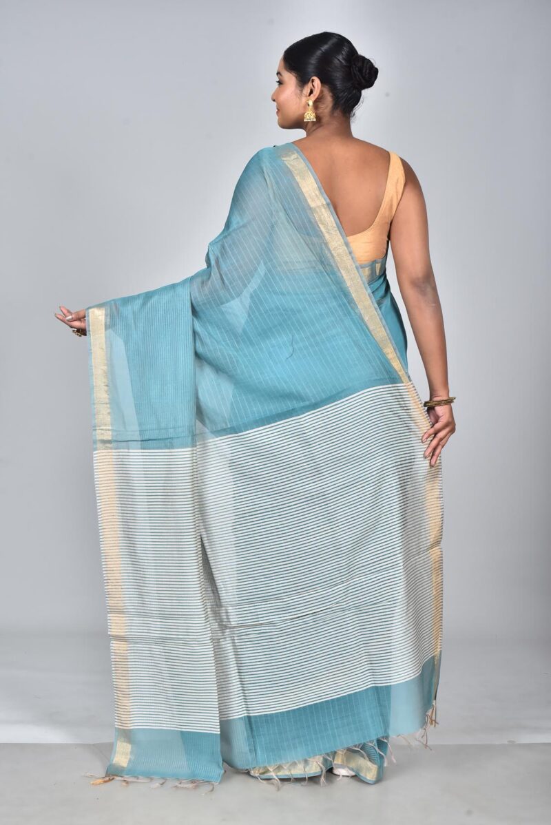 Silk Modal Yard Dyed Woven Saree (Lite Blue)