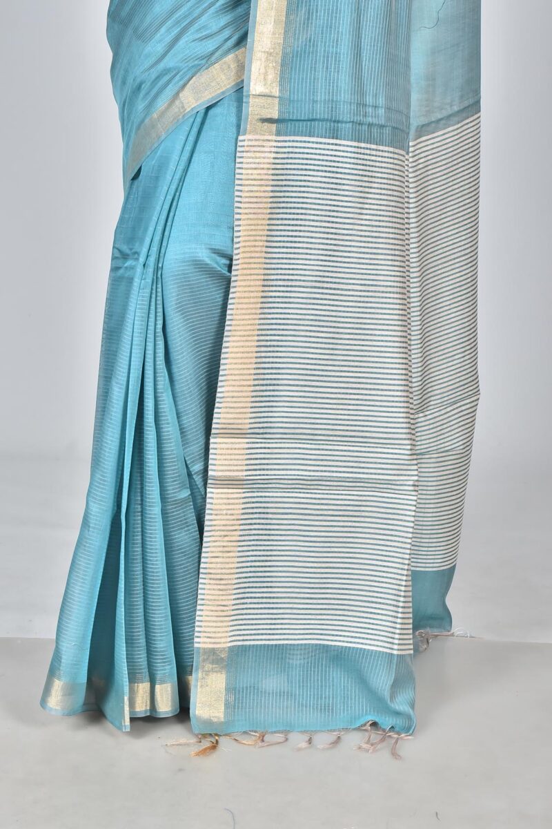 Silk Modal Yard Dyed Woven Saree (Lite Blue)