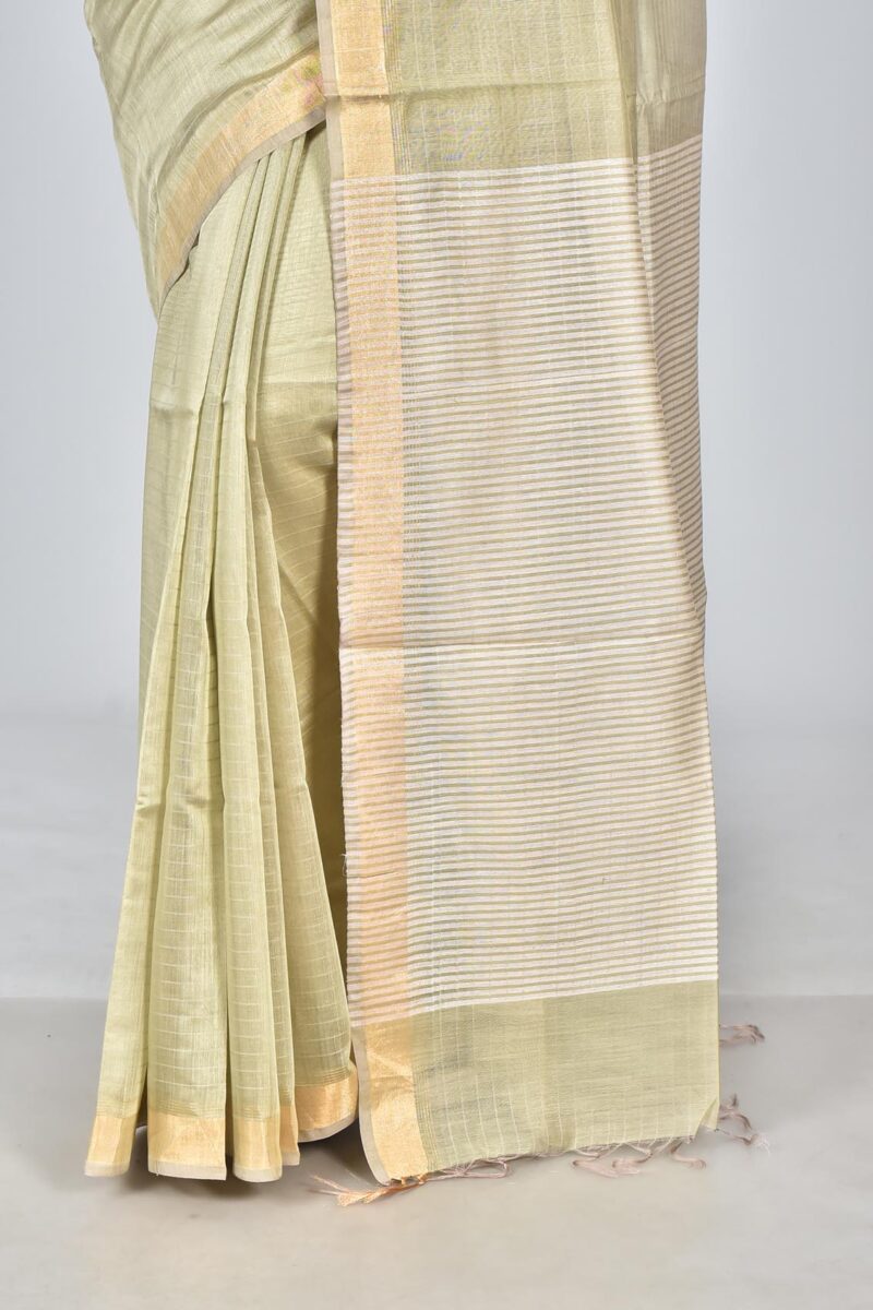 Silk Modal Yard Dyed Woven Saree (Lite Green)