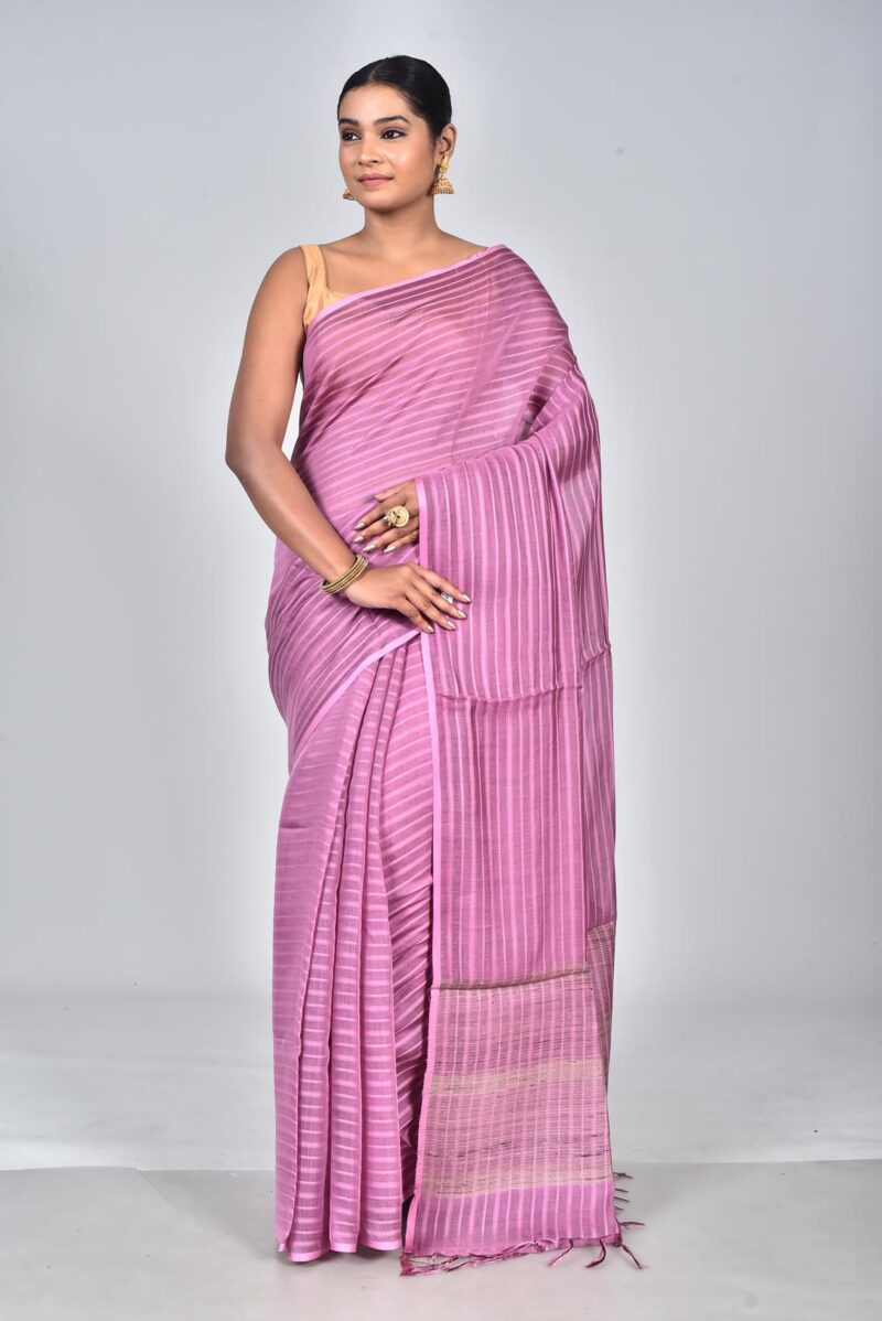 Silk Modal Yard Dyed Woven Saree (Violet)