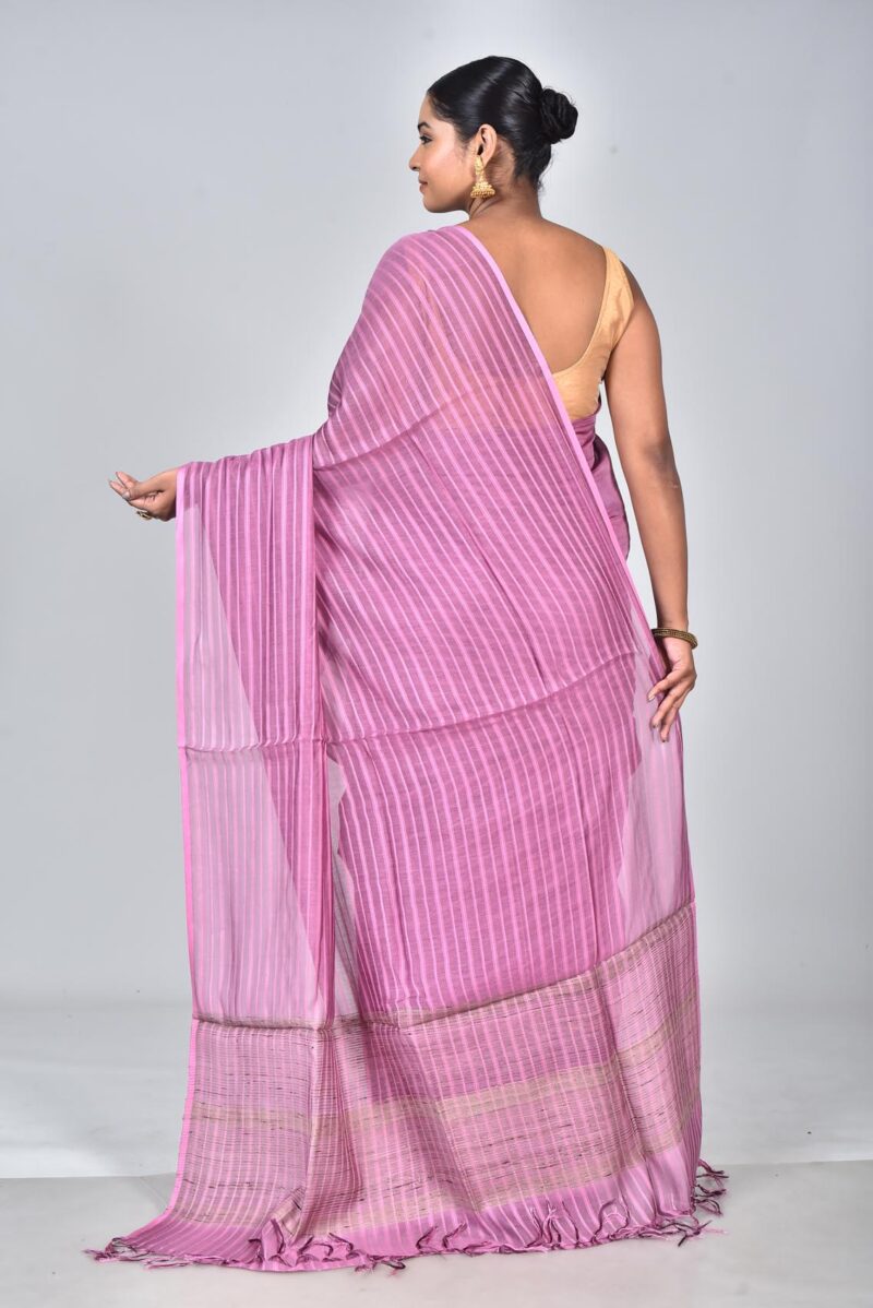 Silk Modal Yard Dyed Woven Saree (Violet)