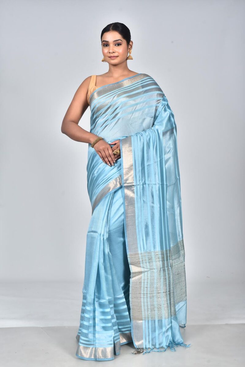 Silk Tensel Woven Saree (Lite Blue)