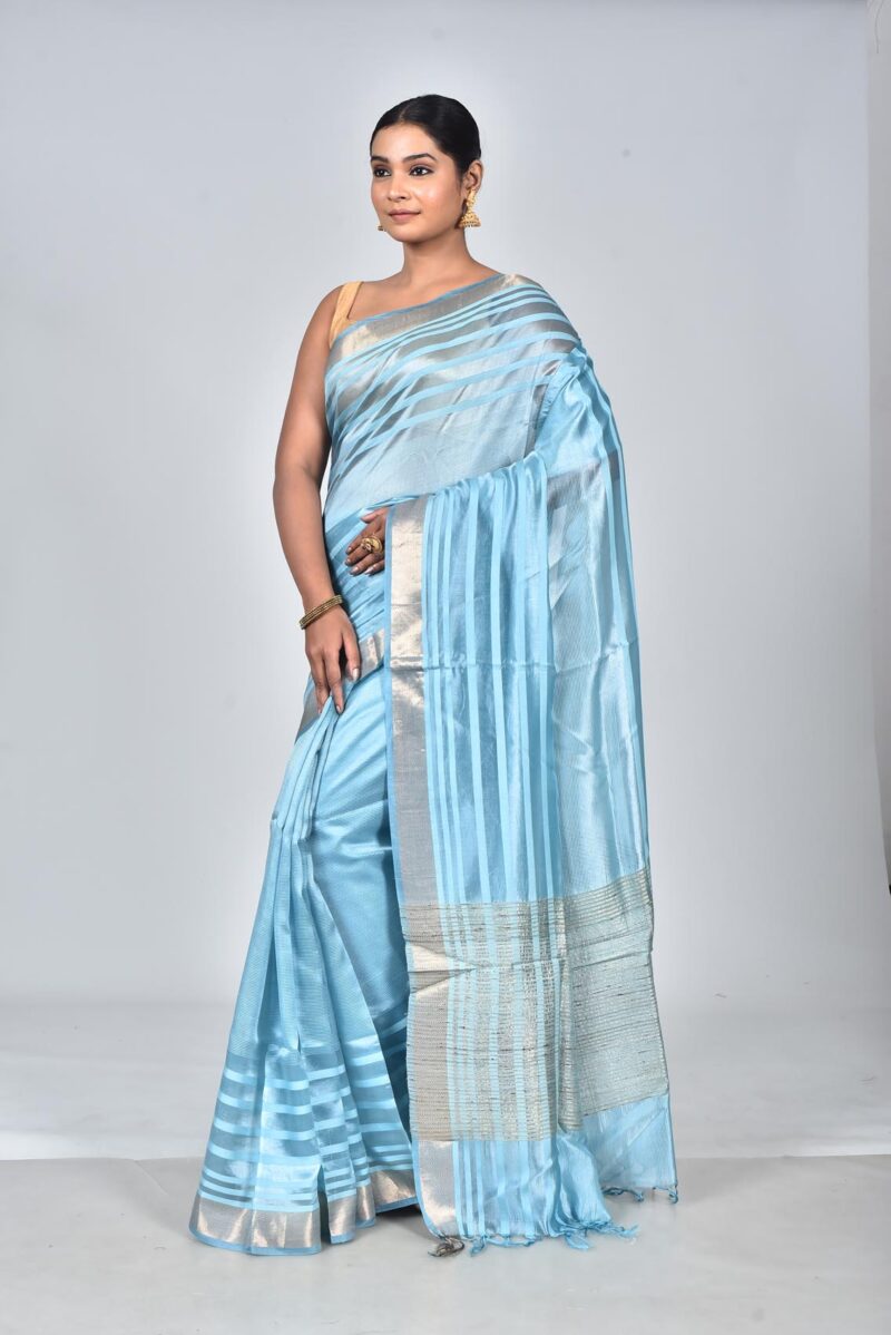 Silk Tensel Woven Saree (Lite Blue)