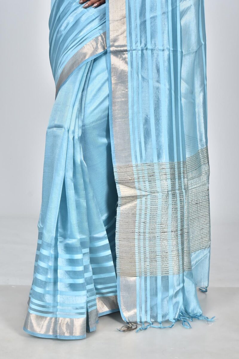 Silk Tensel Woven Saree (Lite Blue)