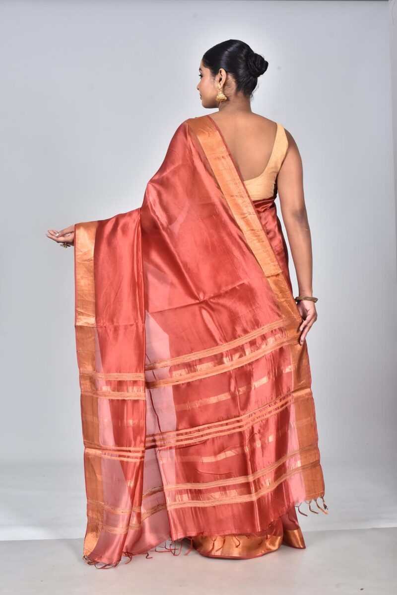 Silk Tensel Woven Saree (Rust)