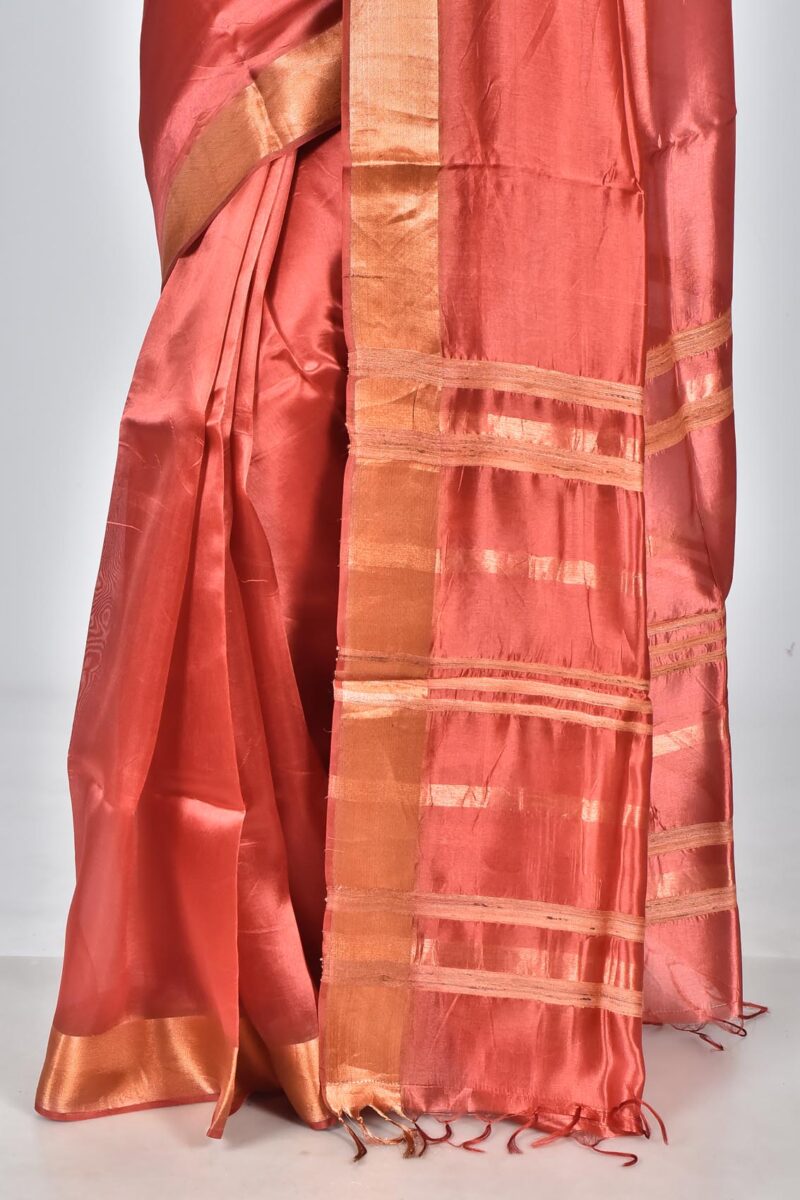 Silk Tensel Woven Saree (Rust)