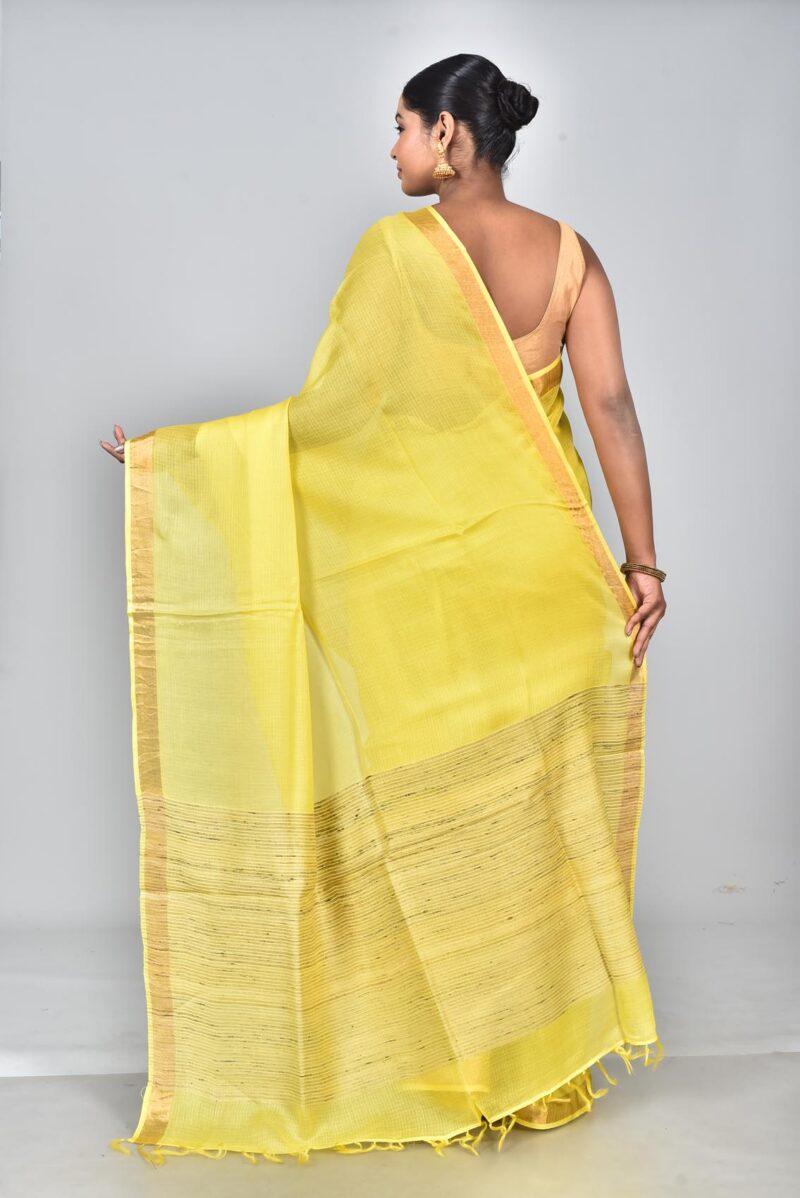 Silk Modal Yard Dyed Woven Saree (Yellow)