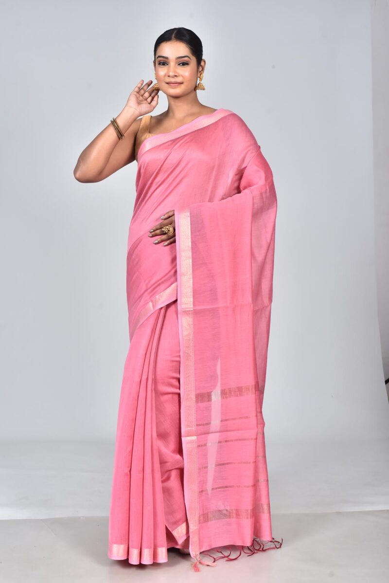 Silk Cotton Woven Saree (Lite Pink)