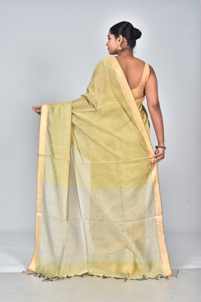 Silk Modal Yard Dyed Woven Saree (Lite Green)