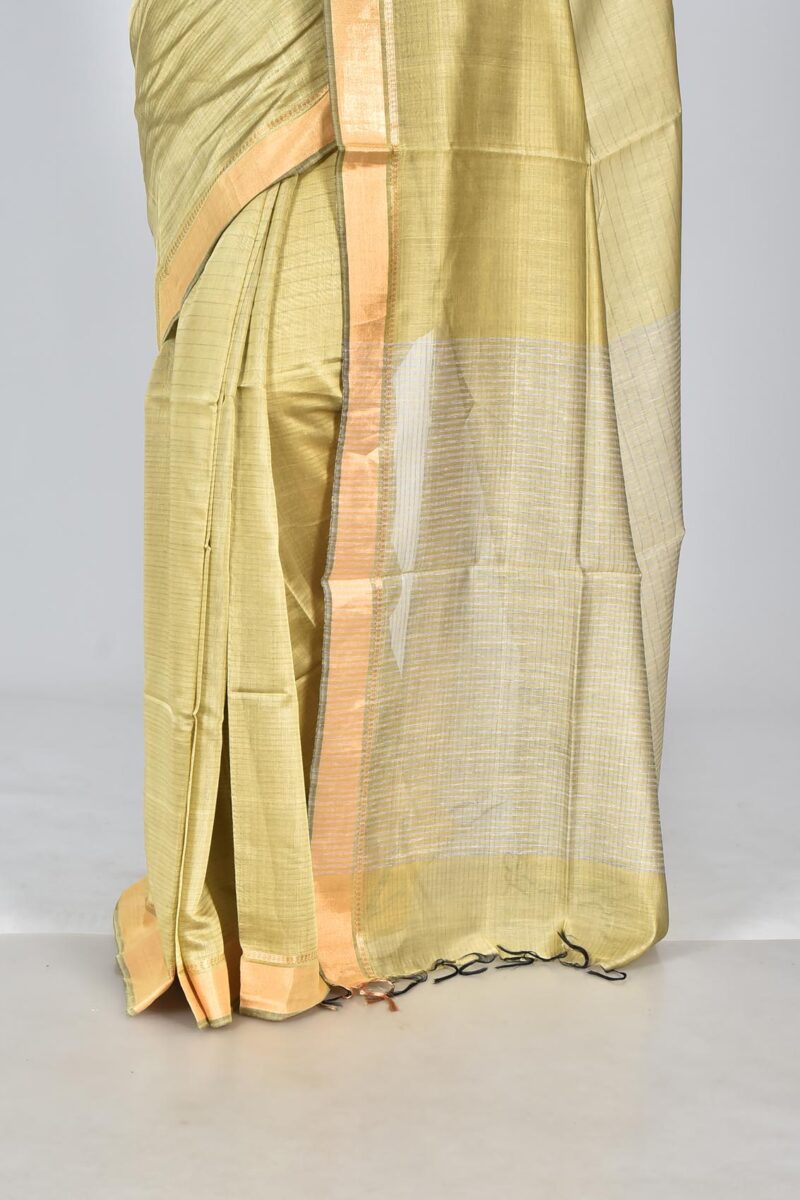 Silk Modal Yard Dyed Woven Saree (Lite Green)