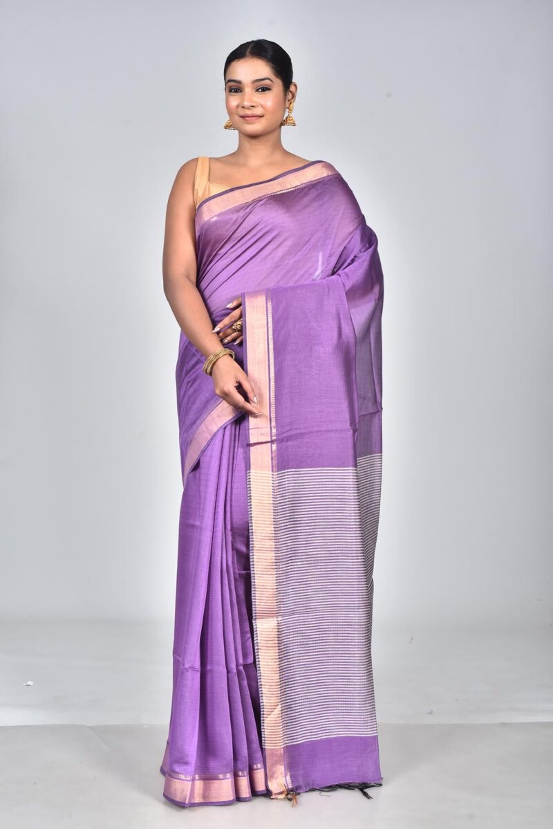 Silk Modal Yard Dyed Woven Saree (Purple)