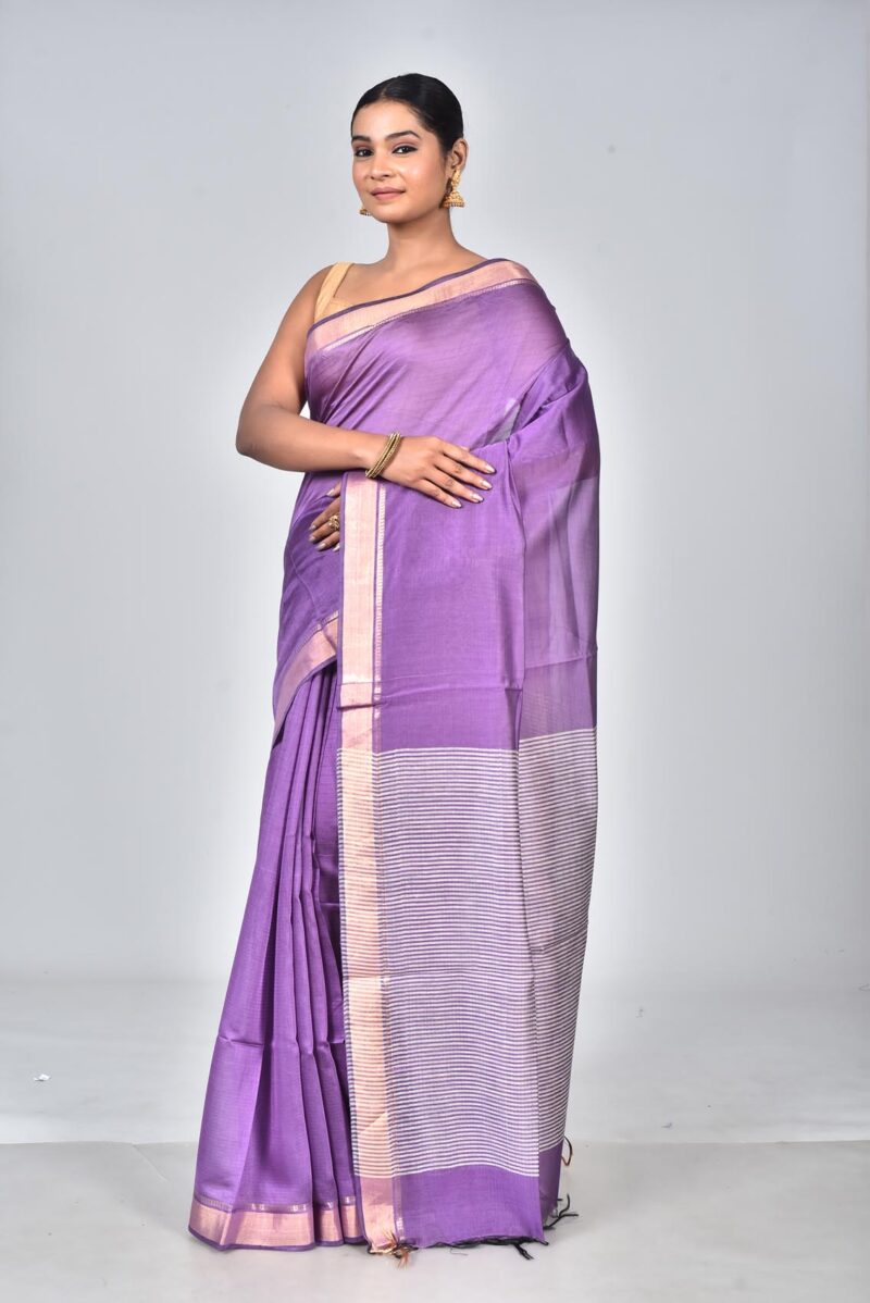 Silk Modal Yard Dyed Woven Saree (Purple)