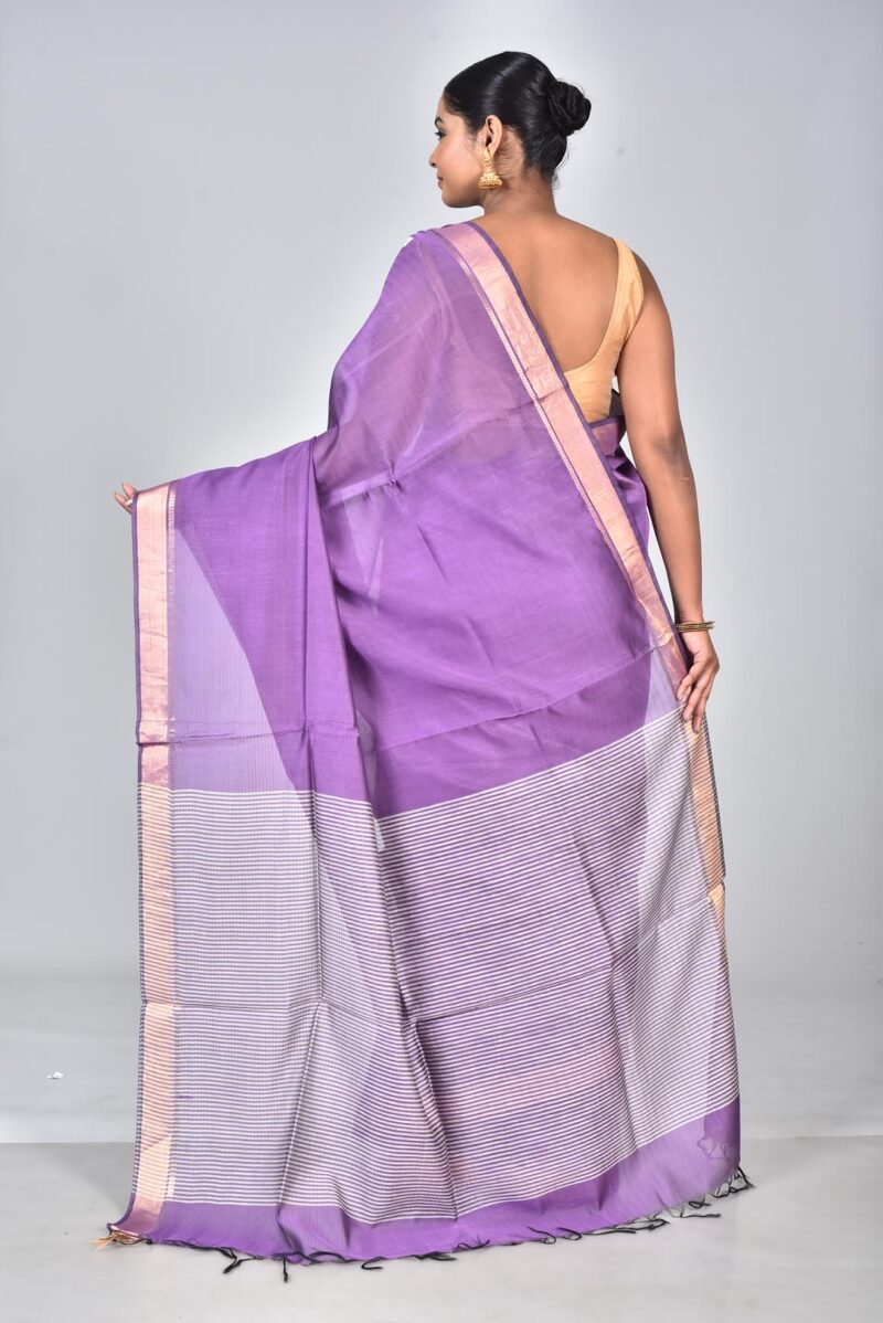 Silk Modal Yard Dyed Woven Saree (Purple)