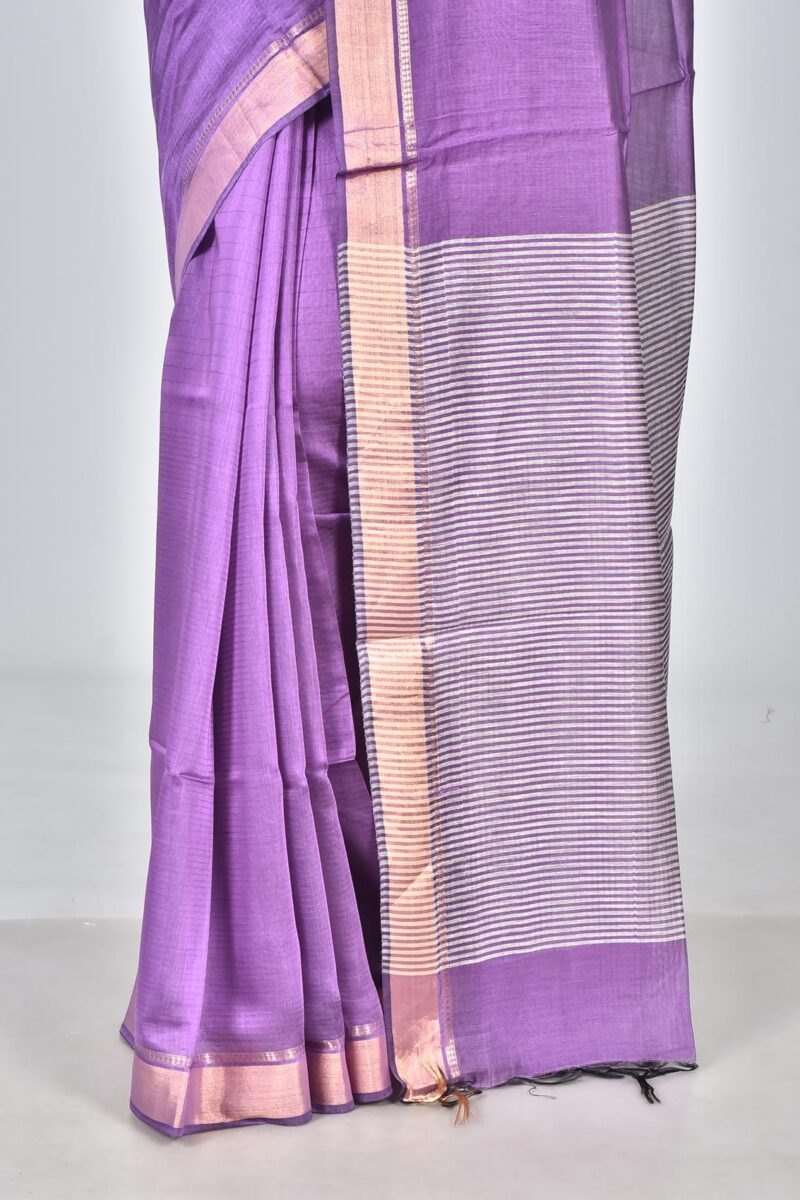 Silk Modal Yard Dyed Woven Saree (Purple)