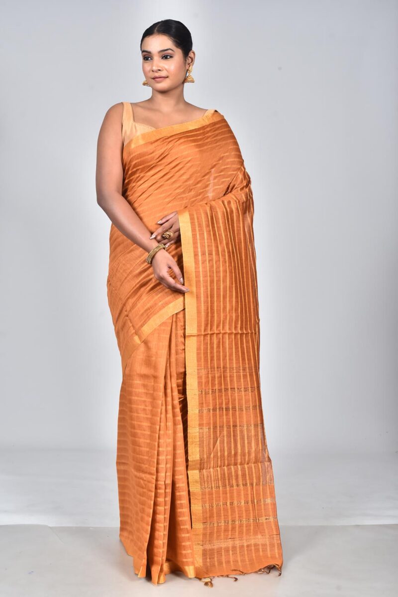 Silk Moonga Woven Saree (Rust)