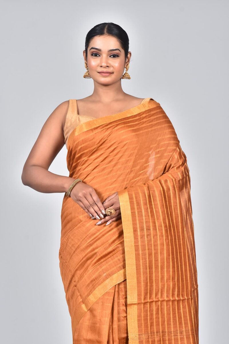 Silk Moonga Woven Saree (Rust)