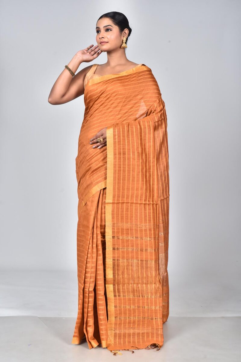 Silk Moonga Woven Saree (Rust)