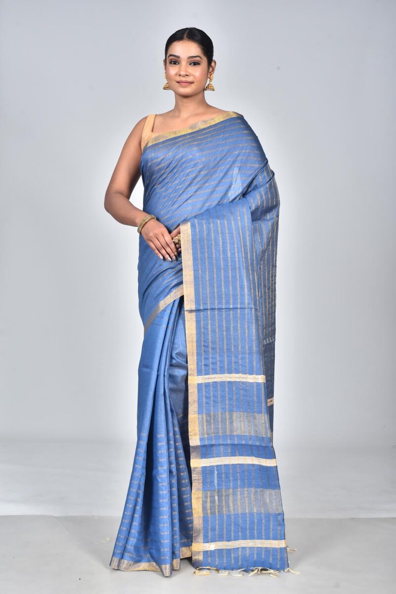 Silk Moonga Woven Saree (Blue)