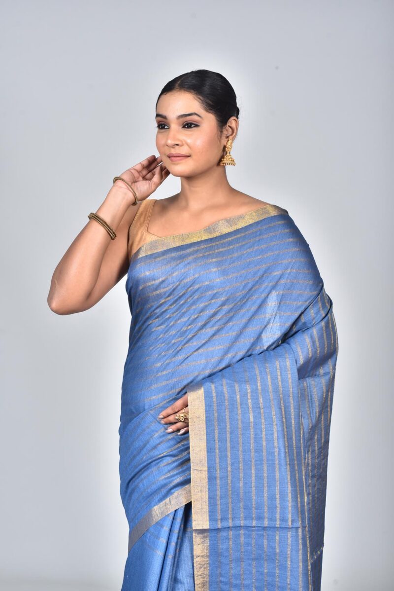 Silk Moonga Woven Saree (Blue)