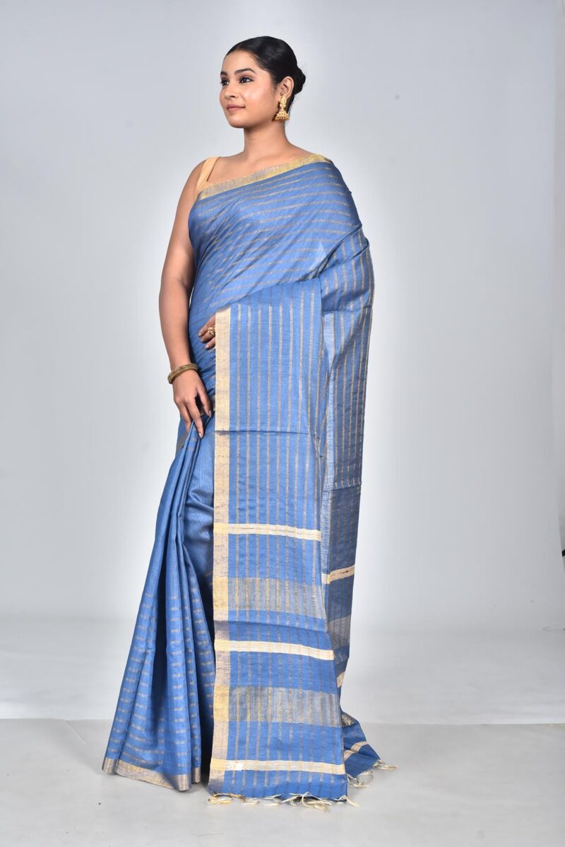 Silk Moonga Woven Saree (Blue)