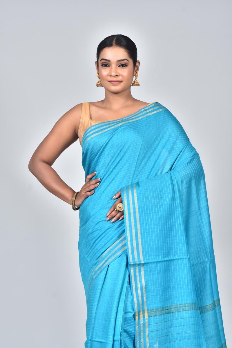 Silk Moonga Woven Saree (Turquoise)