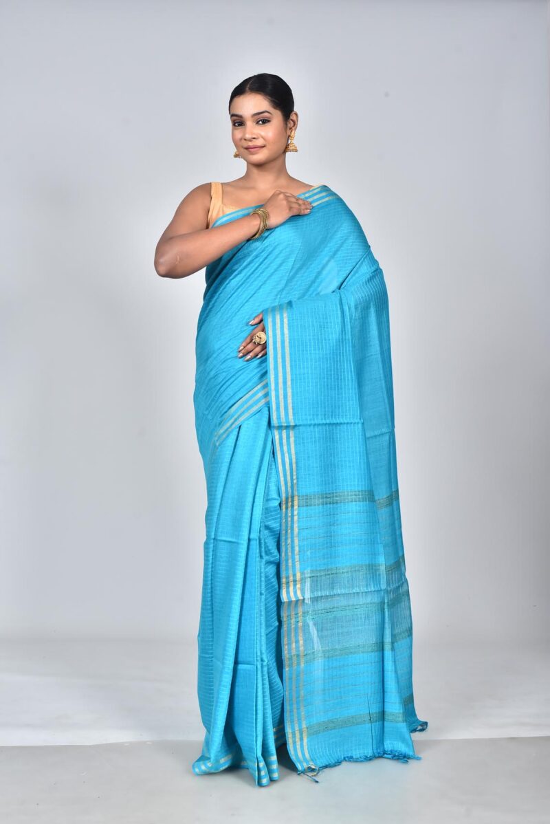 Silk Moonga Woven Saree (Turquoise)