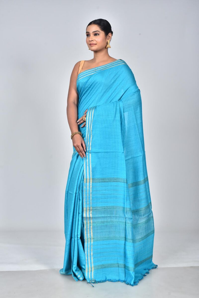 Silk Moonga Woven Saree (Turquoise)