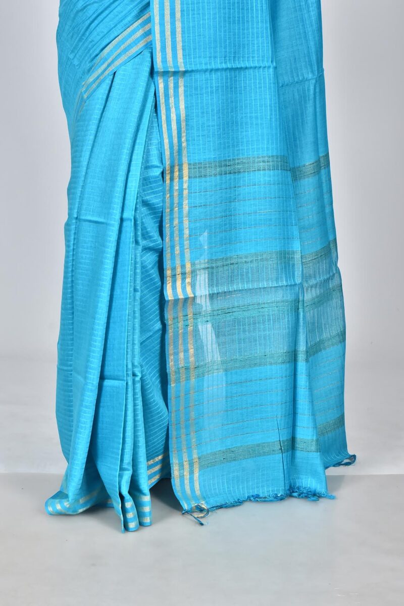 Silk Moonga Woven Saree (Turquoise)