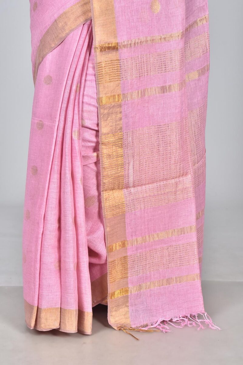 Linen Saree with Jacquard Weave (Light Pink )