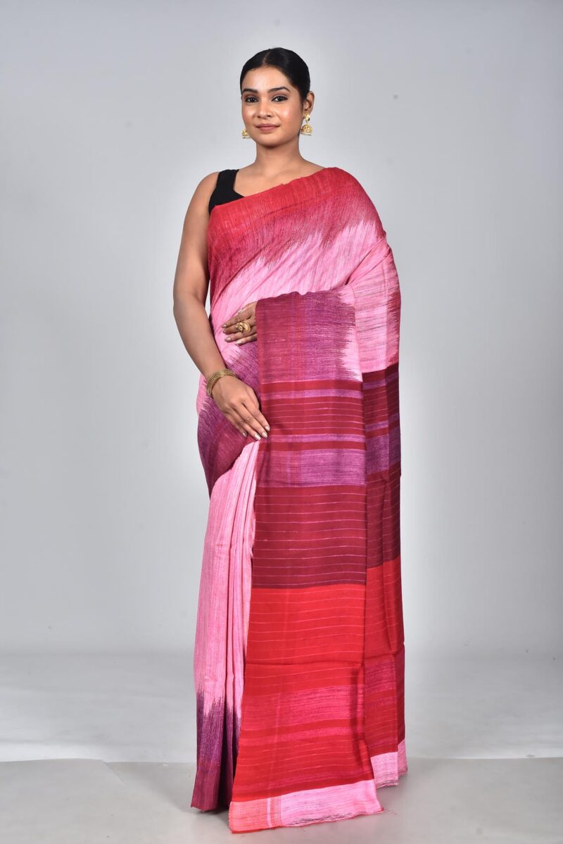 Tassar Ghichha with Screen Print (Pink Multi)