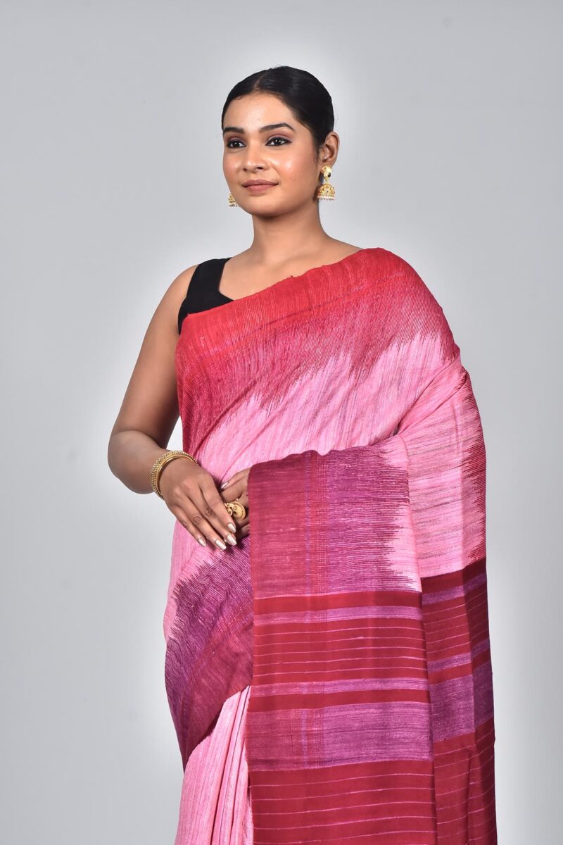 Tassar Ghichha with Screen Print (Pink Multi)