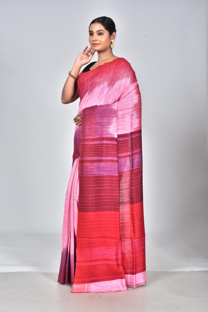 Tassar Ghichha with Screen Print (Pink Multi)