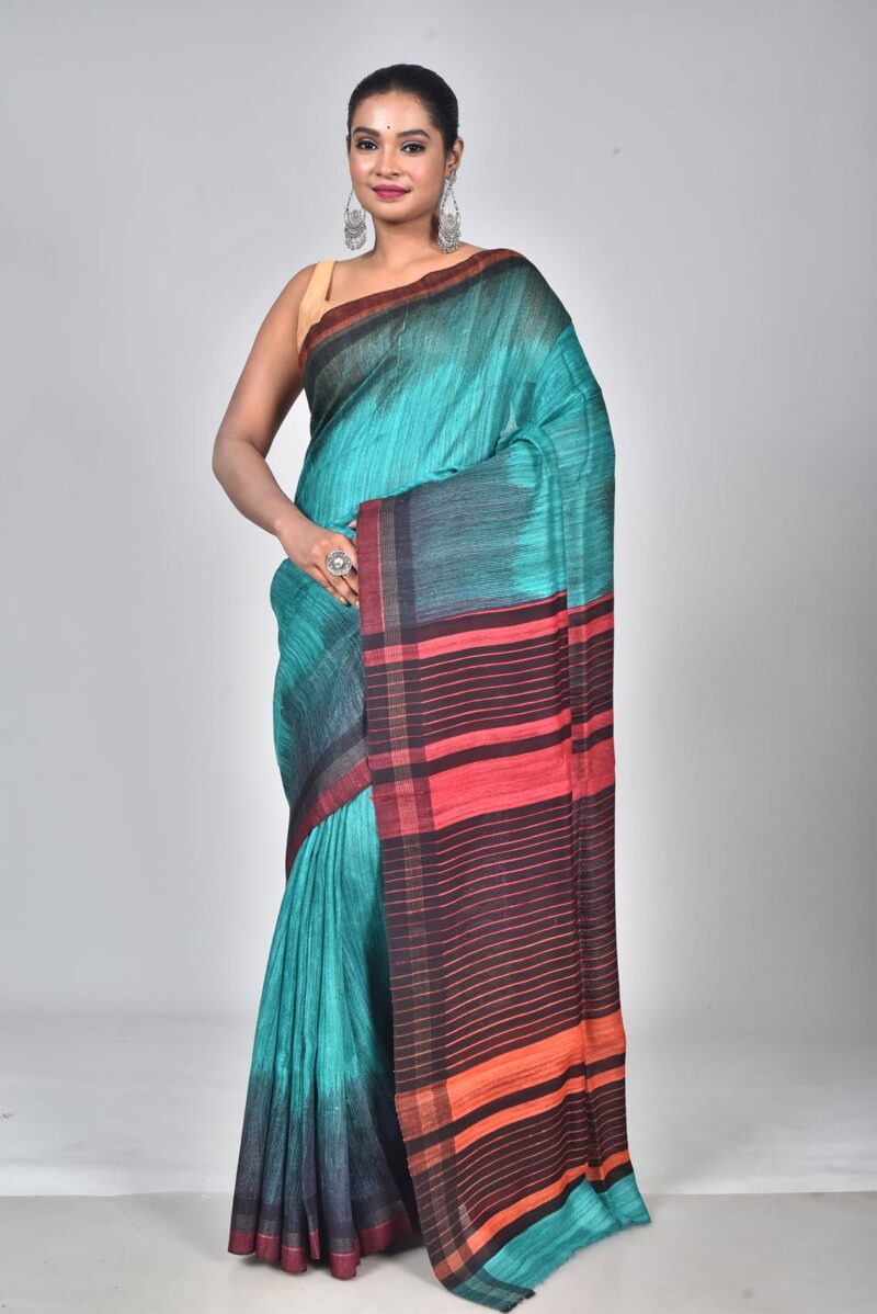 Tassar Ghichha with Screen Print (Green Multi)