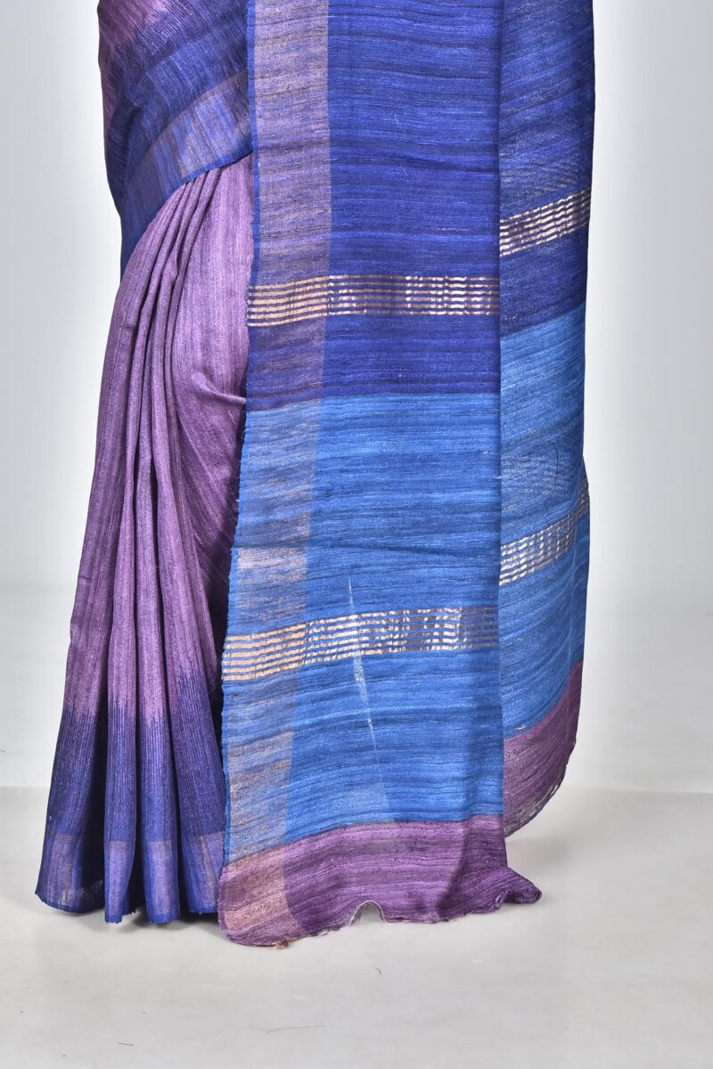 Tassar Ghichha with Screen Print (Blue Multi)