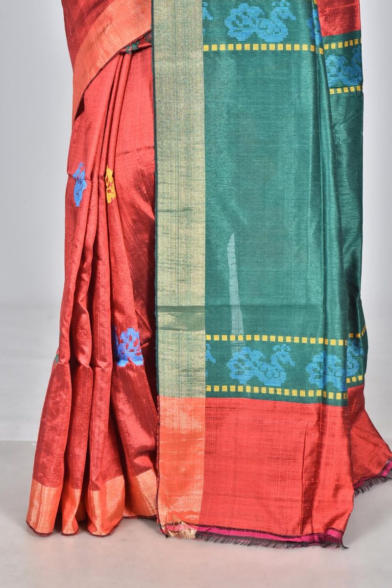 Raw Silk Woven Sarees (Rust)